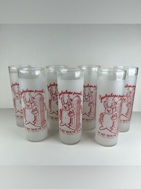 Vtg Pump House East Daytona Beach FL Jackalope Punch Souvenir Highball Glasses